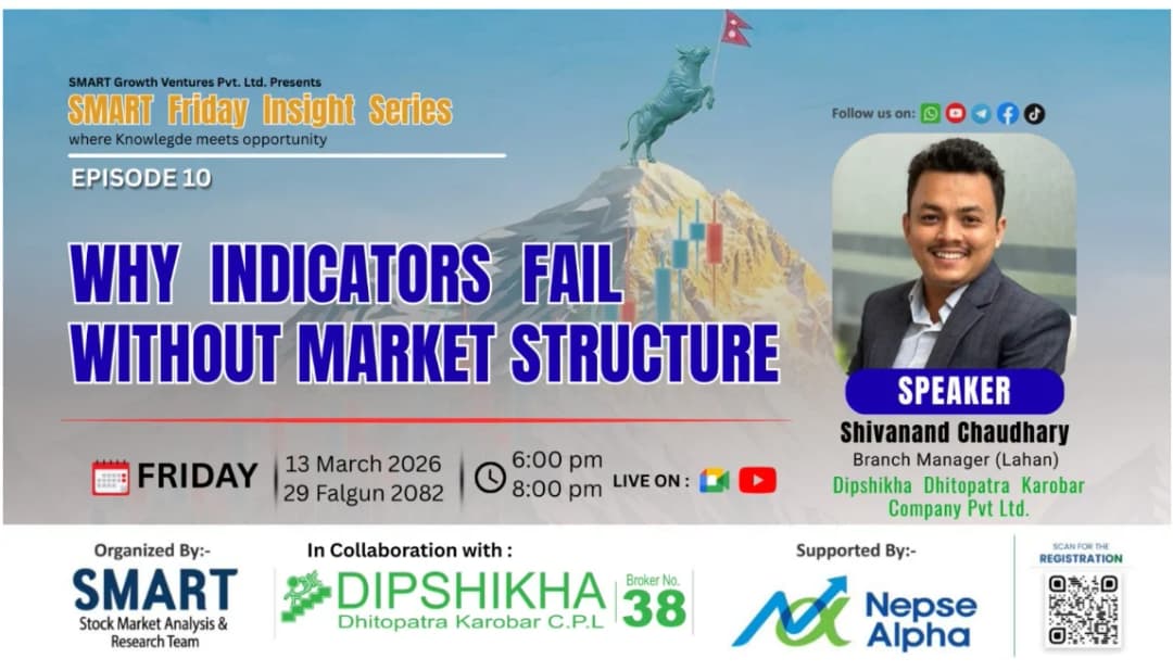 ट्रेड एक्जिक्युसनदेखि मानव व्यवहारसम्म: पूँजी बजारका आयाममाथि विशेष अन्तरक्रिया SMART Friday Insight Series – Episode 09 आयोजना हुँदै